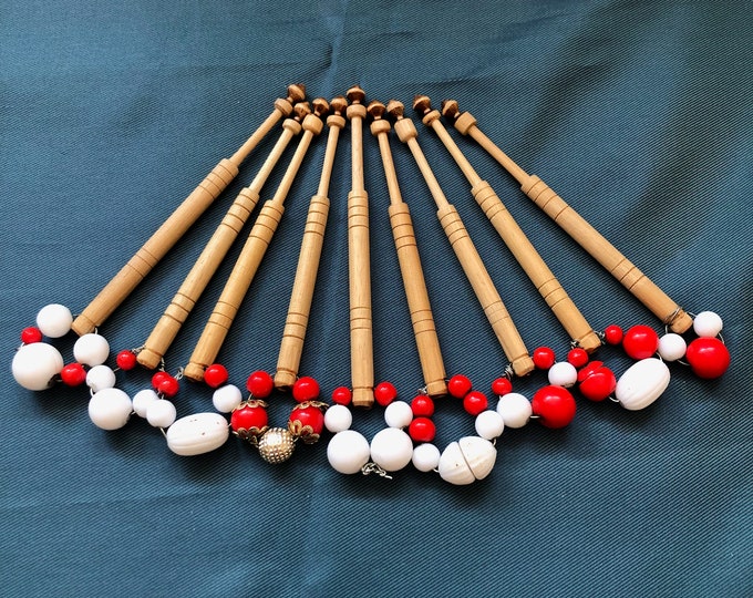 Lacemaking bobbins x 9