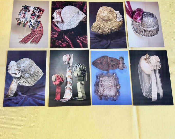 Set of vintage postcards,  featuring lace hats from Bavaria Germany