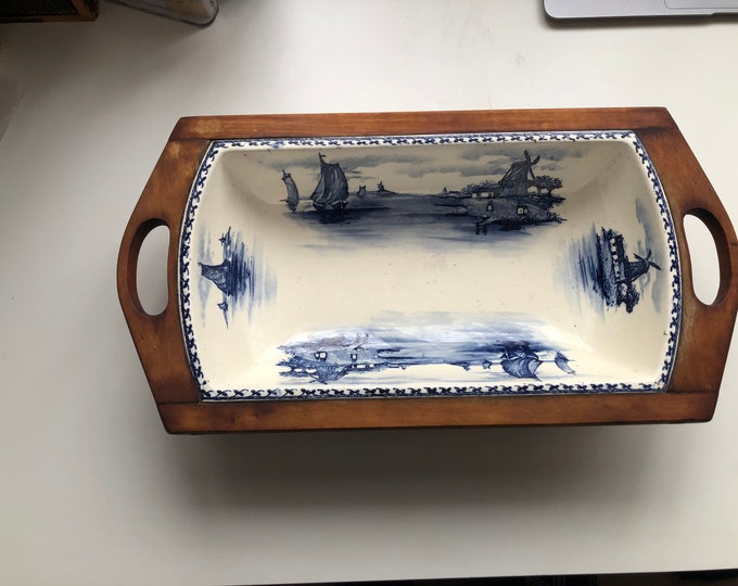 Vintage Wachtersbach blue and white bread or doe bowl