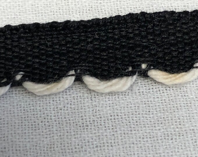 Vintage black and white scolloped ribbon, embellishment, notions