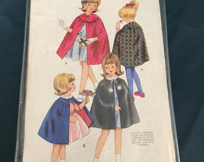 girls vintage cape paper Sewing Pattern, Factory Folded, Style 1469