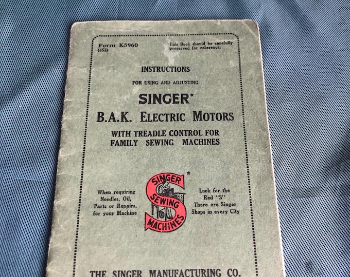 Singer sewing machine BAK Electric Motor Manual
