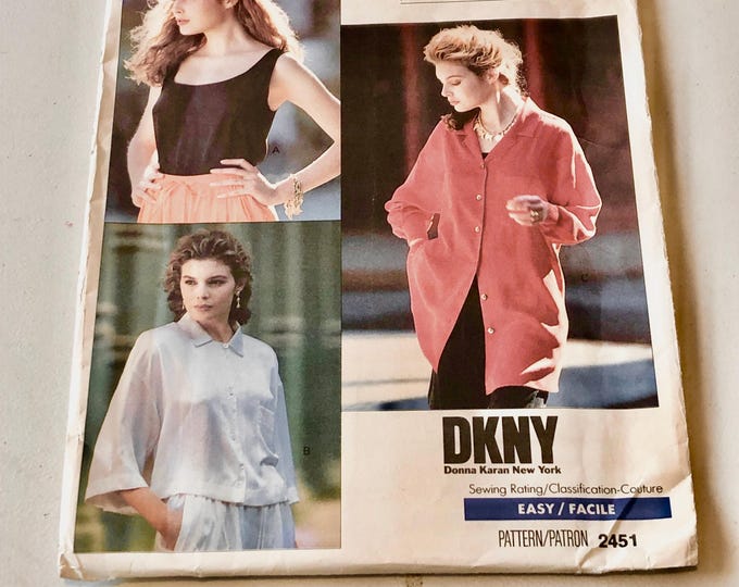 Ladies tops Sewing Pattern, Factory Folded, Vogue 2451, Donna Karan, Vogue American Designer