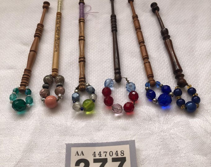 Wooden lace bobbins x 6