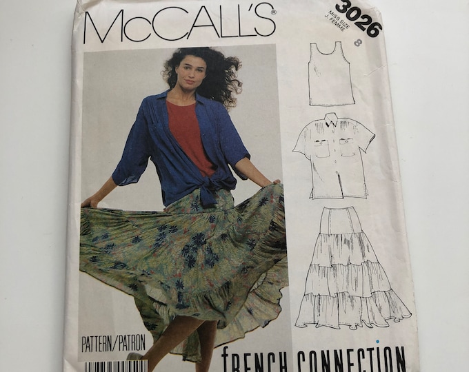 McCalls Sewing Pattern 3026, Factory Folded ladies skirt, top and blouse