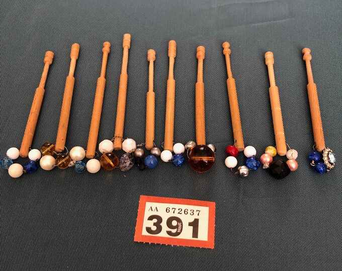 wooden lacemaking bobbins x 10