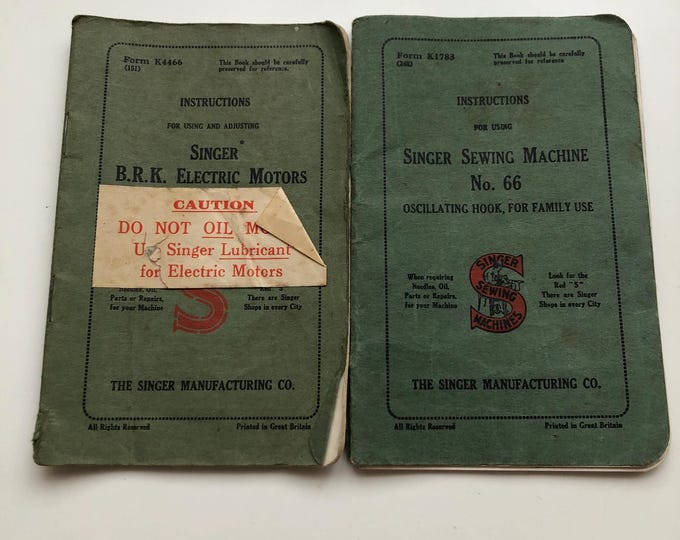 Singer sewing machine BRK Electric Motor Manual and 66 manual
