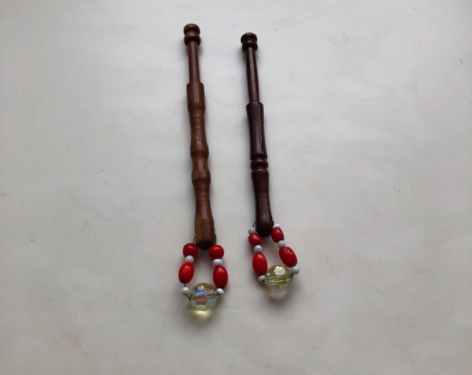 lacemaking bobbins, wooden, vintage