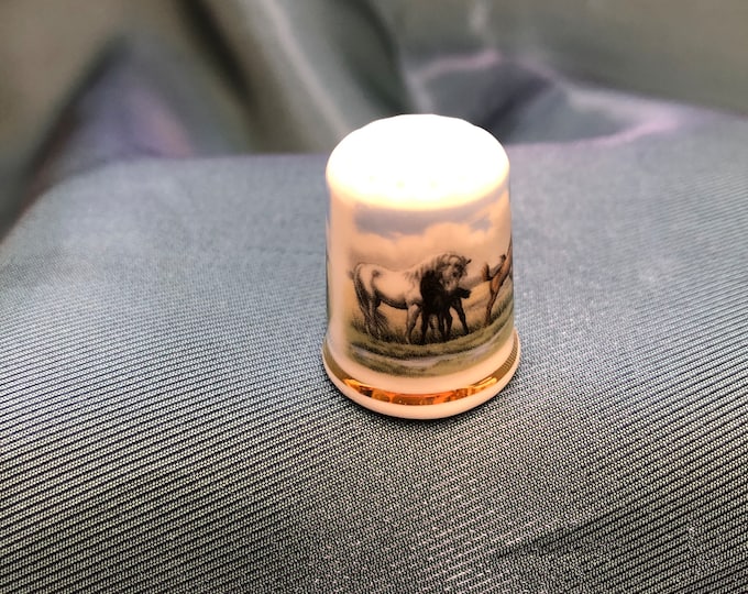Vintage Thimble - Camargue Horses - Avignon France