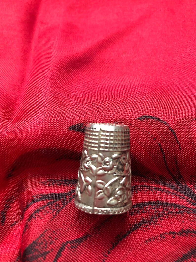 Vintage silver thimble Portuguese Rooster image 2