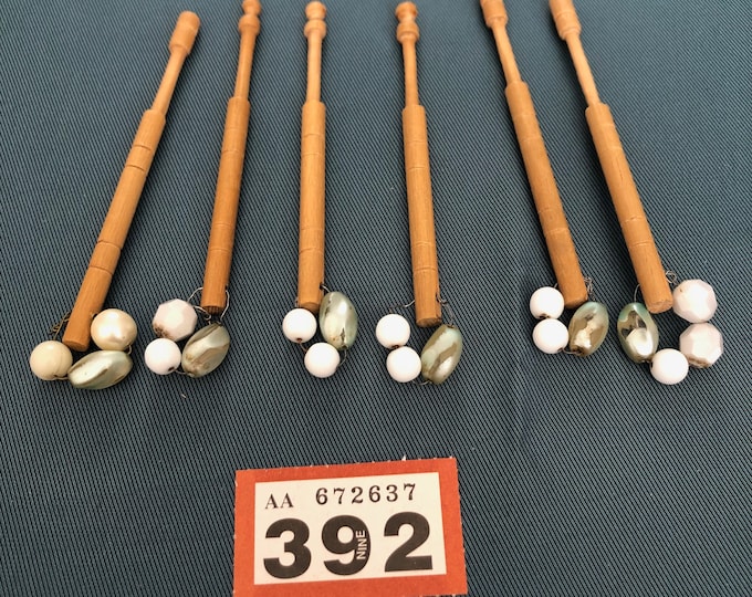wooden lacemaking bobbins x 6