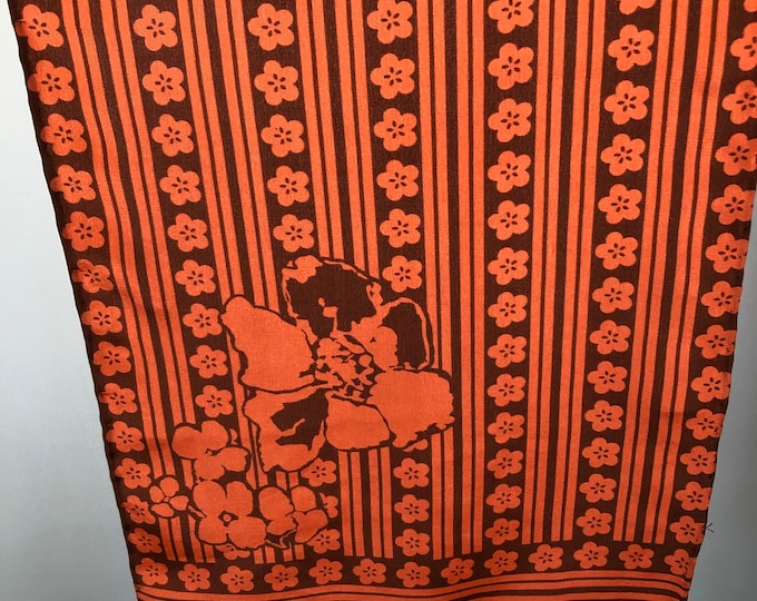 Vintage head scarf, with orange flowers