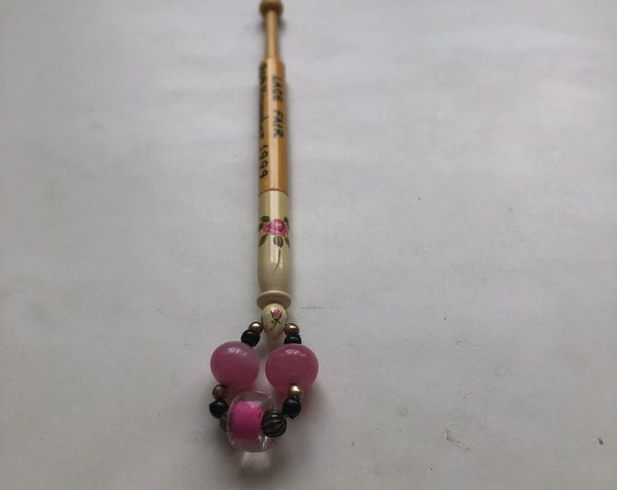 wooden lacemaking bobbin, hand painted