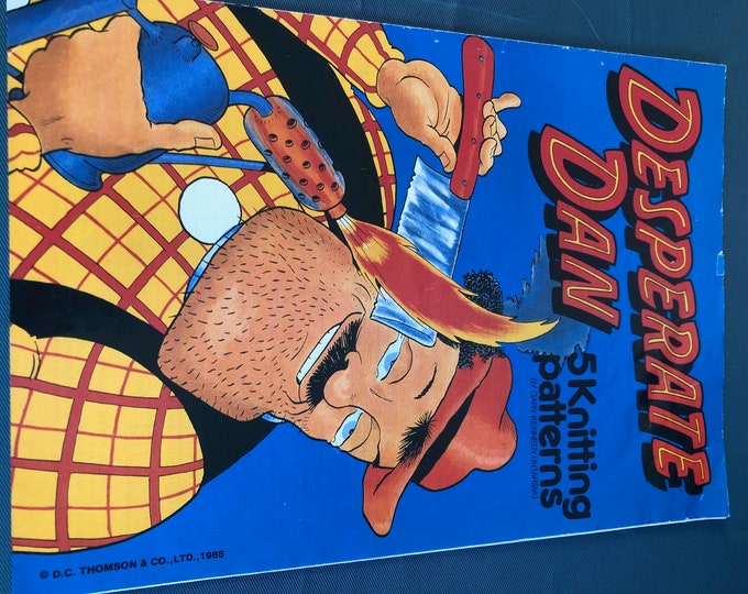 Paper, vintage knitting Pattern, Desperate Dan - 5 knitting patterns by Gary Kennedy (intarsia)
