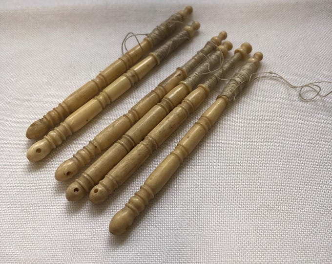 Vintage bone lacemaking bobbins x 6