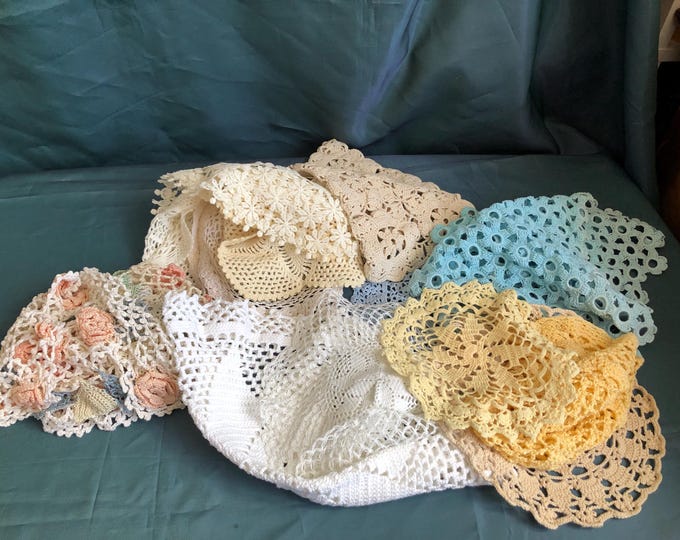 Slow stitch kit, Junk journal doilies