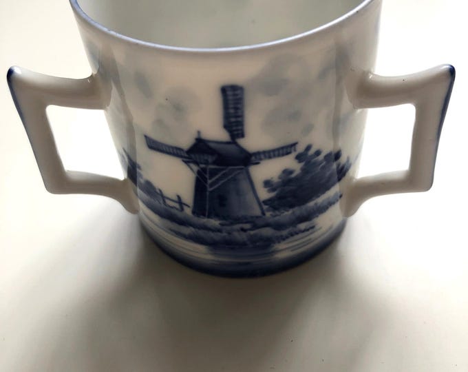 Antique blue and white porcelain 3 handled toothpick holder, Meissen Royal Copenhagen