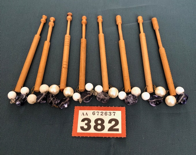 wooden lacemaking bobbins x 8