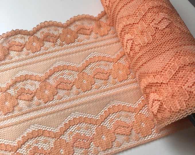 Vintage apricot lace ribbon, embellishment, notions