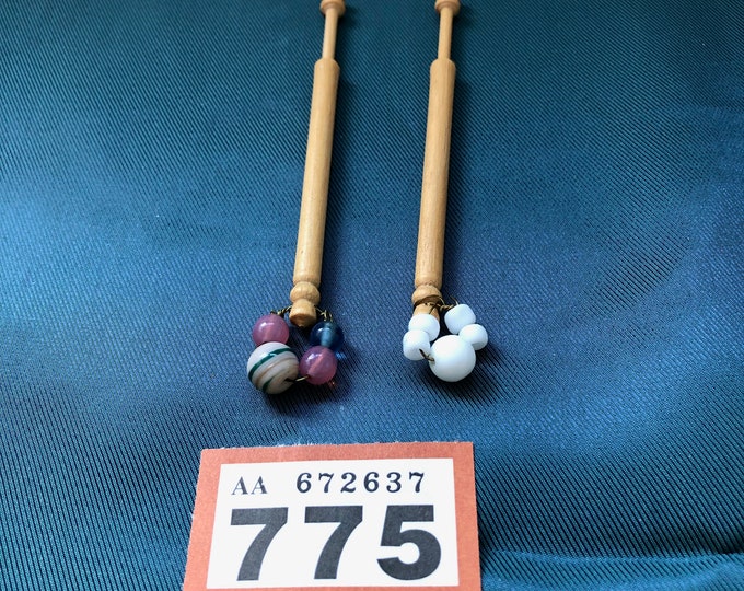wooden lacemaking bobbins - pair