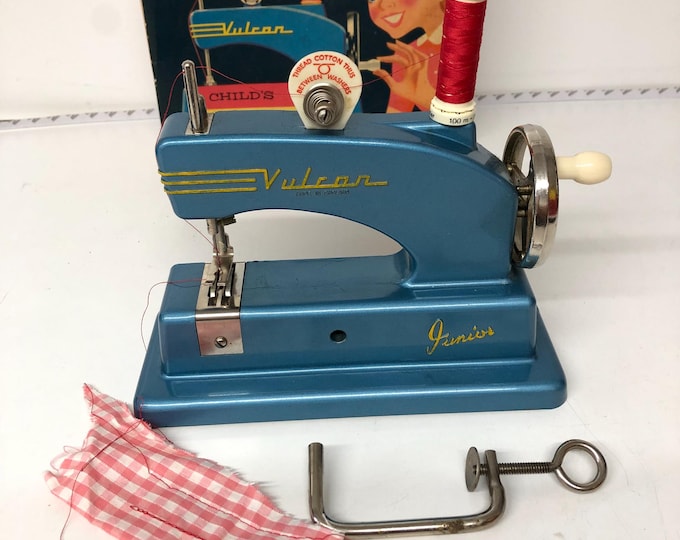Vulcan Junior Sewing Machine hand crank in original damaged box