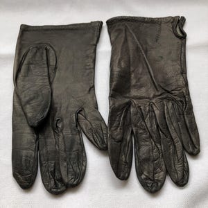 Vintage Dark Grey Leather Gloves