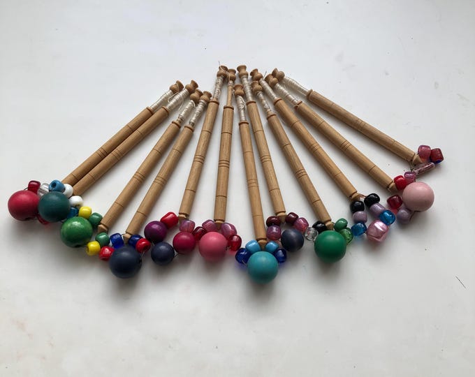 lacemaking bobbins, wooden, vintage