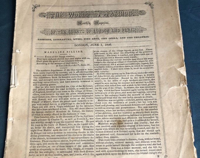 Antique fashion magazine 1846 The World of fashion of the courts of London and Paris