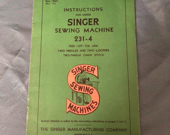 Rare Singer sewing machine 231-4 Manual