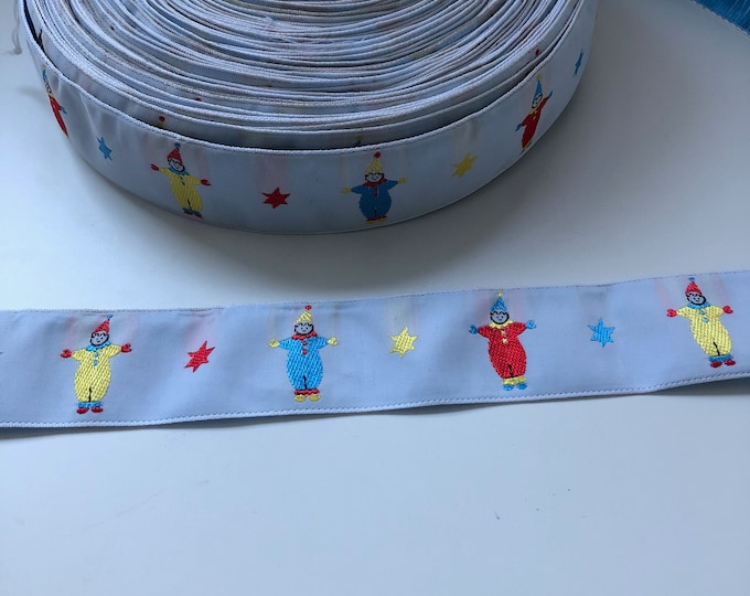 Vintage ribbon, woven clowns, embellishment, notions