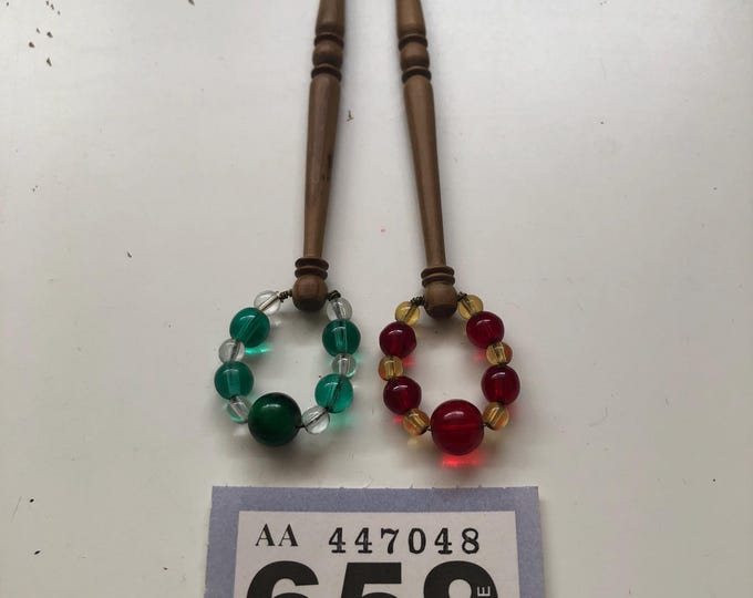 lacemaking bobbins, wooden, vintage