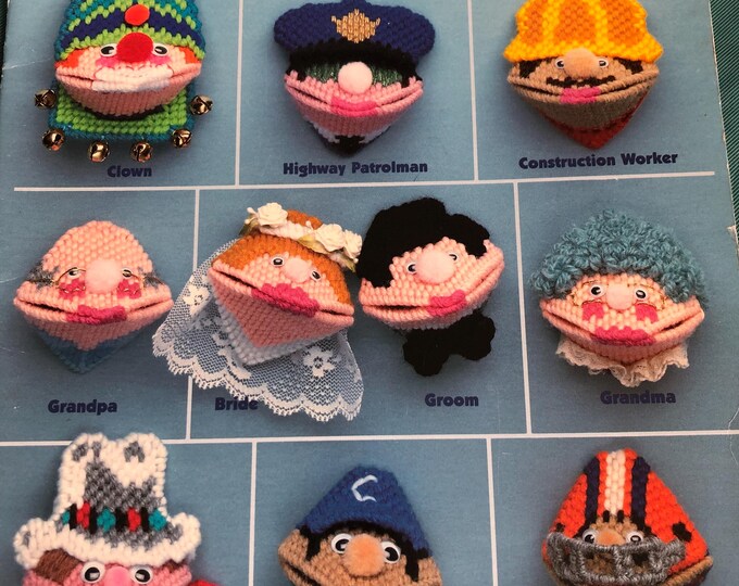 Vintage Squeezum folks in plastic canvas Pattern by Carol Wilson Mansfield