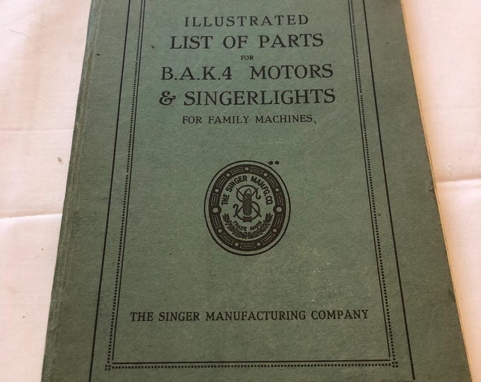 Illustrated list of parts for B.A.K. 4 motors & Singer lights for family machines