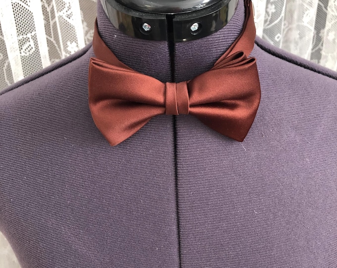 Vintage brown satin bow tie
