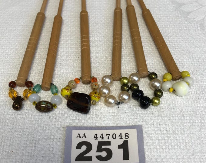 wooden lacemaking bobbins x 6