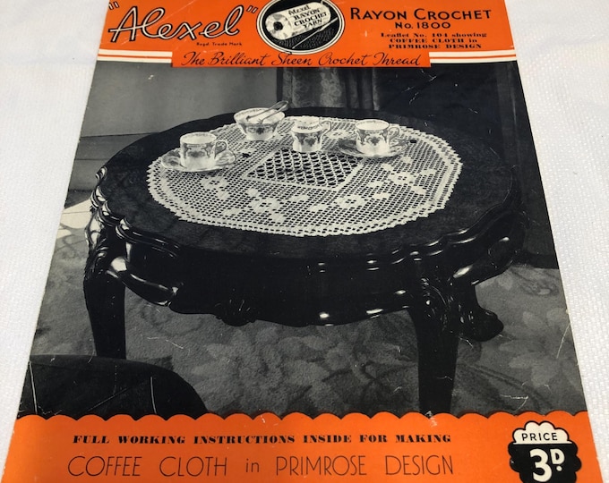 Vintage crochet pattern, Coffee table cloth