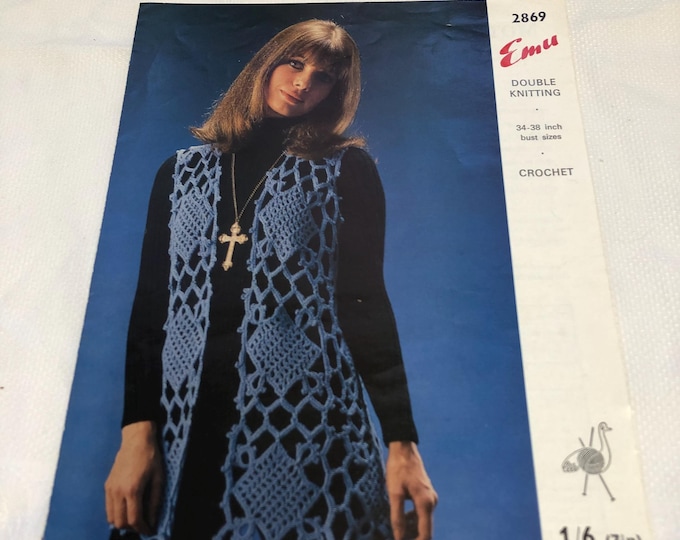 Vintage crochet pattern, Emu Waistcoat 2869