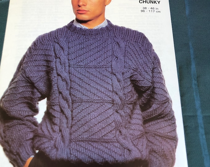 Paper vintage knitting Pattern Copley, chunky 1213