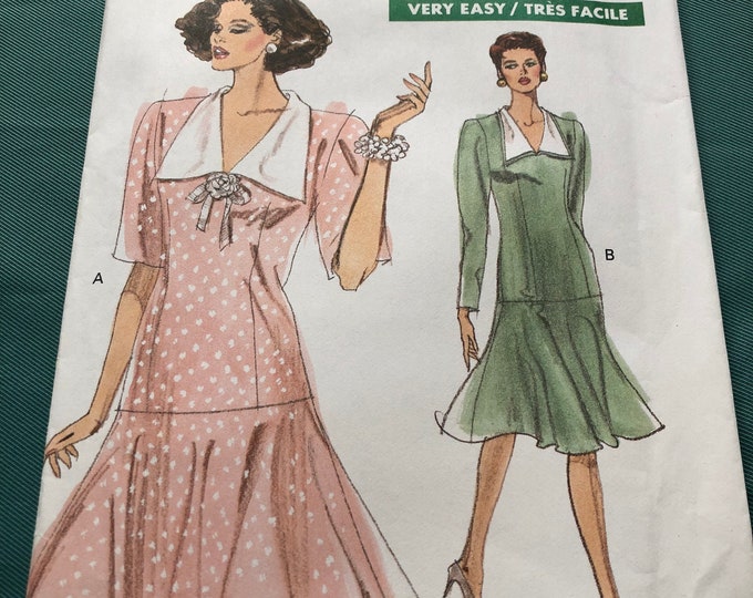 Vogue, Ladies drop waist dress Sewing Pattern, Factory Folded, Vogue 7495