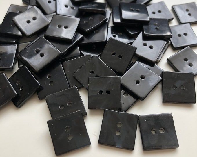 Buttons, Vintage square black fashion buttons x 8