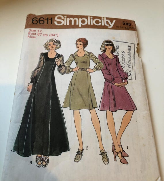 ladies dress factory Pattern, UNCUT, Folded, Simplicity 6611 Burlington