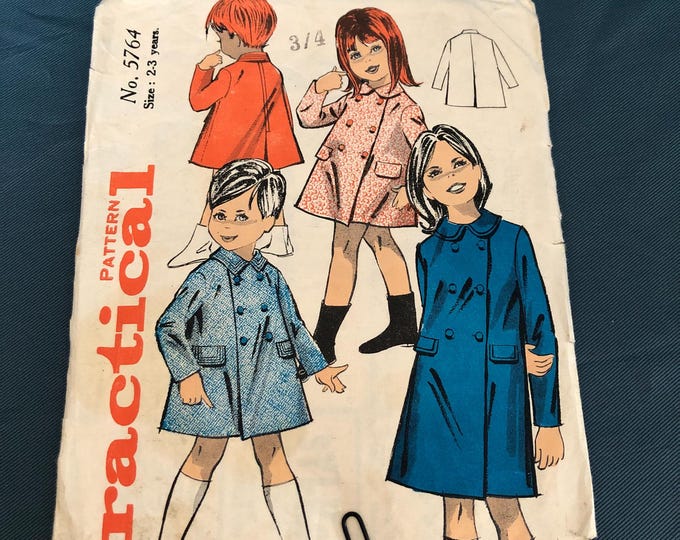 Vintage Children's coat paper Sewing Pattern, Factory Folded, Practical 5764