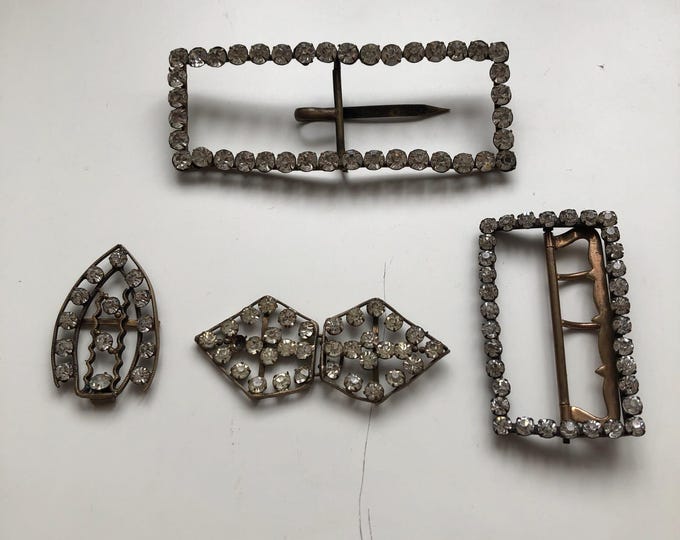 Victorian diamanté, paste belt buckles