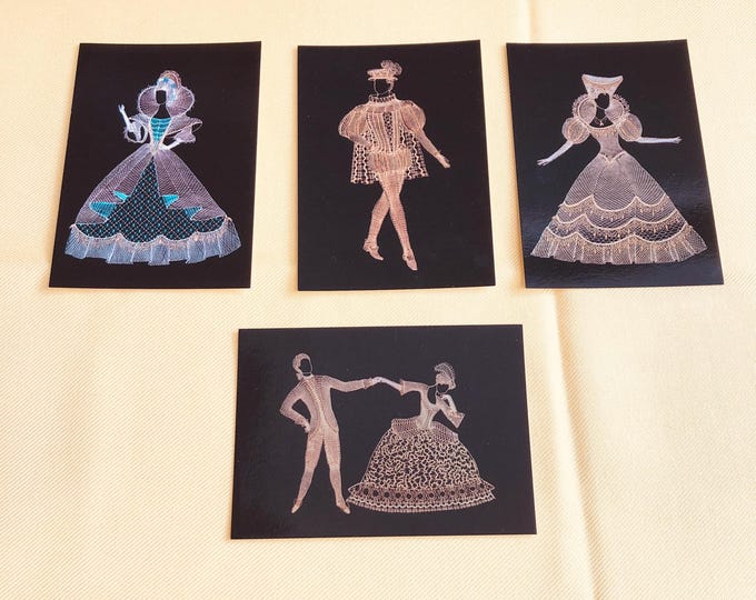 Set of vintage postcards,  lace examples, Zdenek Dolezal