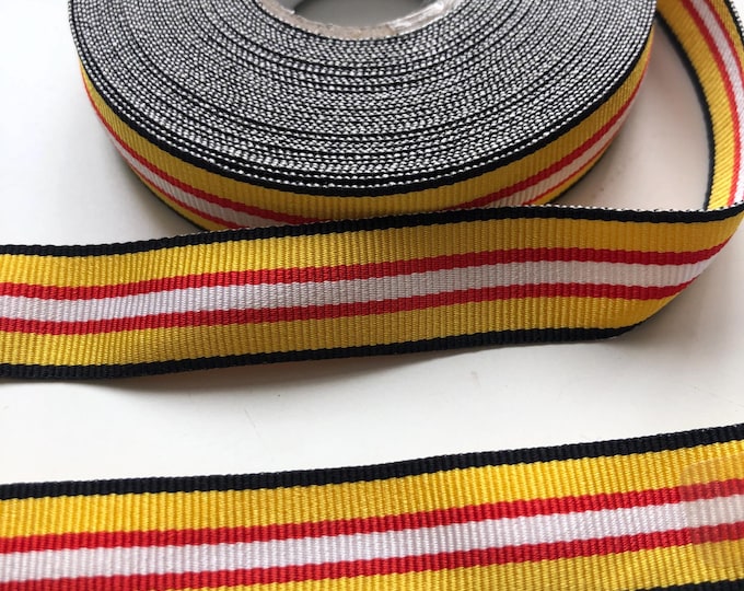 Military grosgrain medal braid, black, yellow scarlet and white