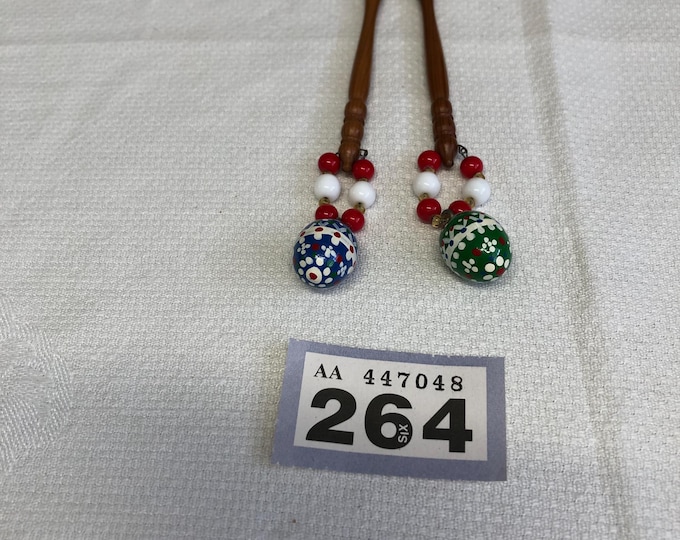 Pair of Vintage wooden lacemaking bobbins, Easter