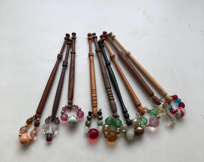 lacemaking bobbins, wooden, vintage