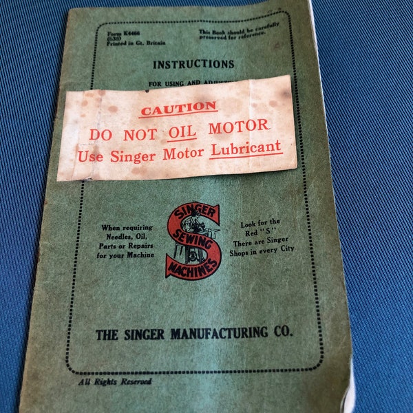 Singer sewing machine BRK Electric Motor Manual