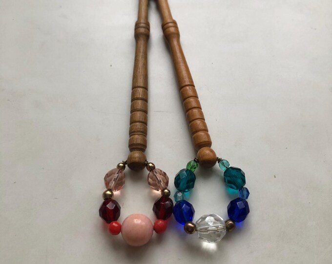 lacemaking bobbins, wooden, vintage