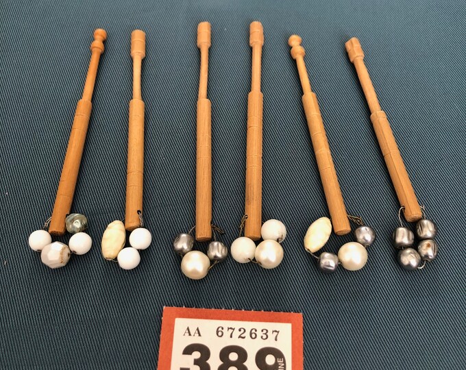 wooden lacemaking bobbins x 6